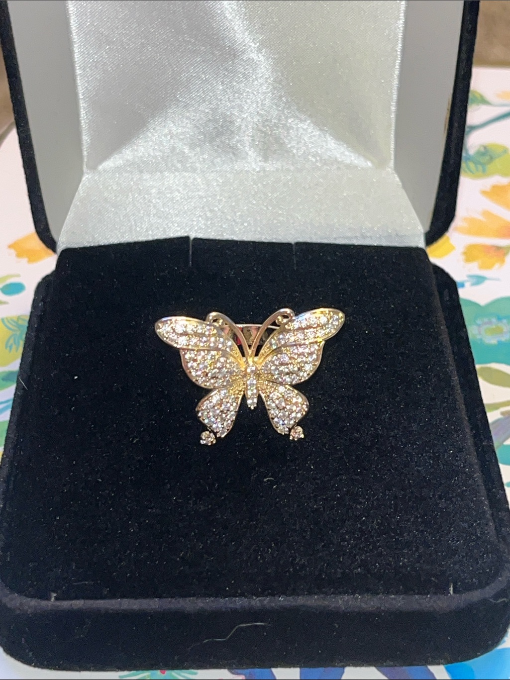Gold Butterfly Crystal Cocktail Ring - Women Jewelry